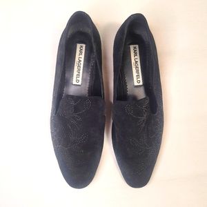 Karl Lagerfeld Paris Vintage Black Suede Flats Size 7